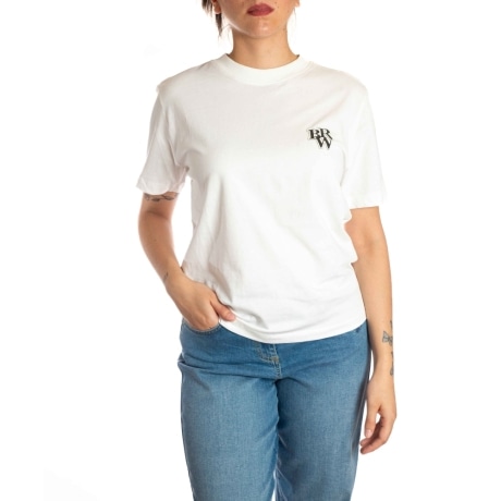  t shirt unisex in jersey di cotone con logo monogram e maxi stampa loggata sul retro bianca