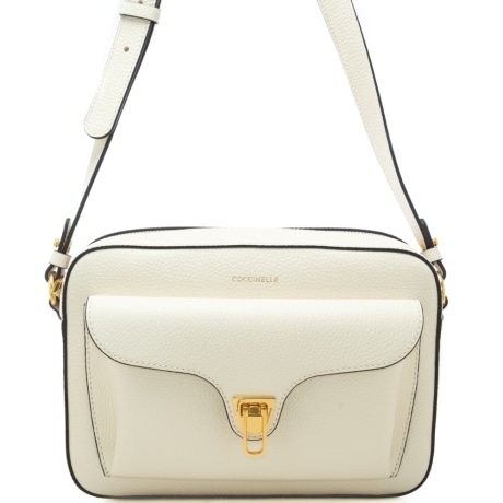 borsa a tracolla grande da donna beat soft con tasca esterna bianca