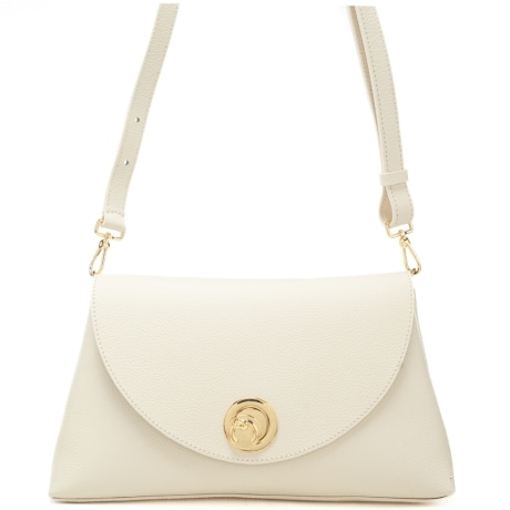 borsa a spalla da donna enikla in vera pelle bianca