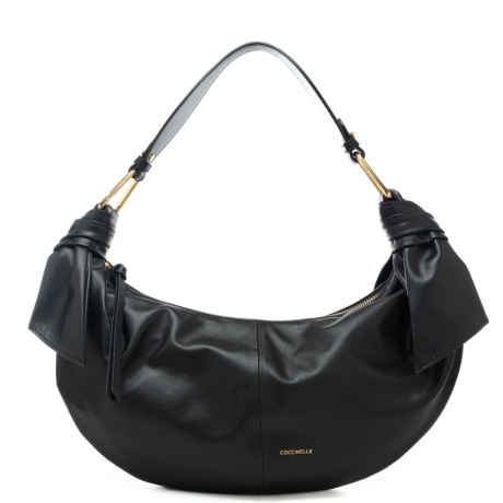 borsa hobo da donna furoshiki con logo lettering stampato a fuoco sul davanti nera 