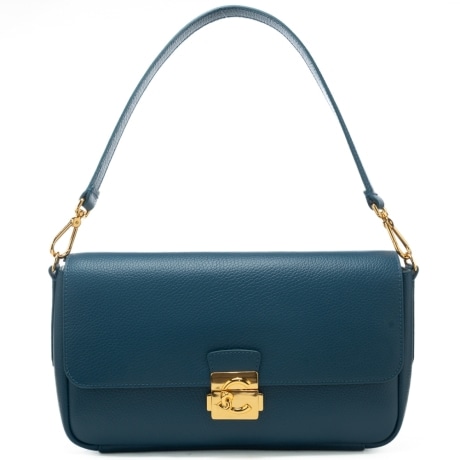borsa a spalla da donna c me lock con chiusura con clip frontale in metallo ottanio