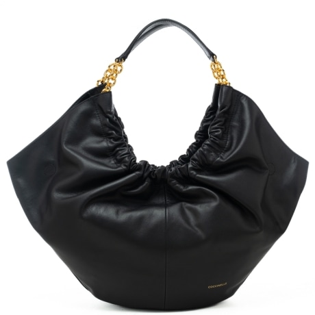 borsa a spalla grande da donna SMASH con doppio manico in catena e spallina nera 