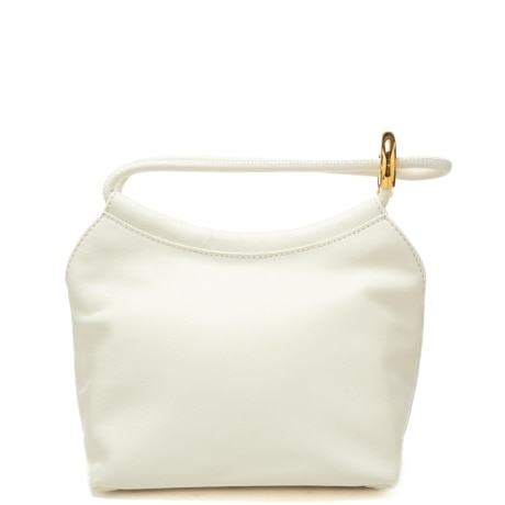 borsa da donna finn pouch con manico e dettaglio anello in metallo laterale bianca