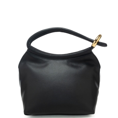 borsa da donna finn pouch con manico e dettaglio anello in metallo laterale nera