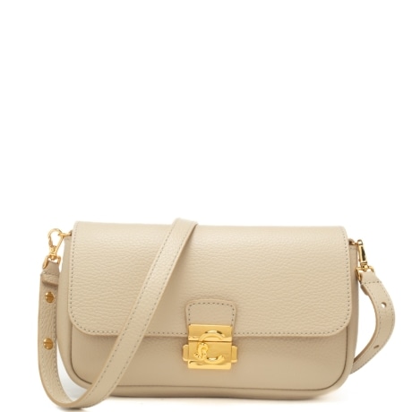 borsa a tracolla da donna c me lock con chiusura con clip frontale in metallo beige