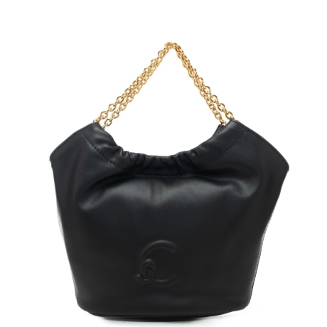 borsa da donna smash con maxi logo monogram in rilievo sul davanti nera 
