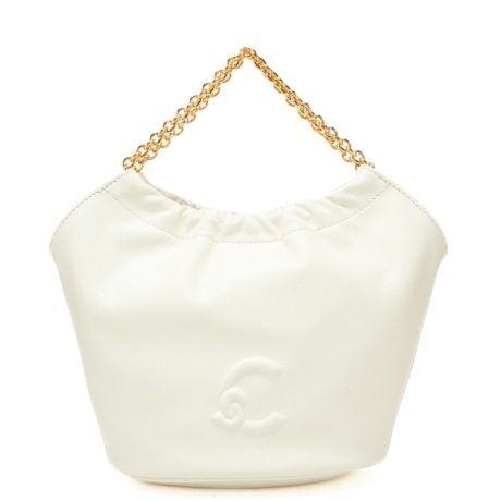 borsa da donna smash con maxi logo monogram in rilievo sul davanti bianca 