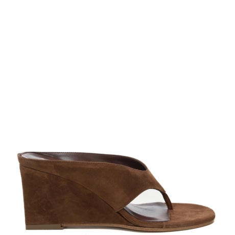 sandali infradito alti da donna in suede cioccolato 