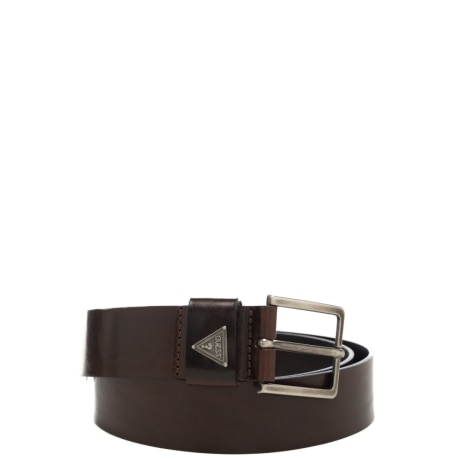 cintura da uomo in pelle con effetto vintage marrone