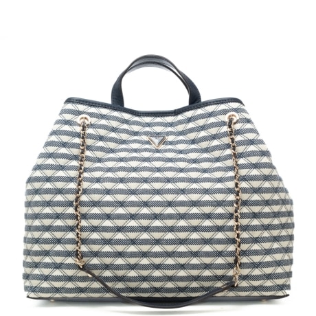  borsa grande da donna con doppia portabilità a mano e a spalla con dettagli a contrasto colore blu navy