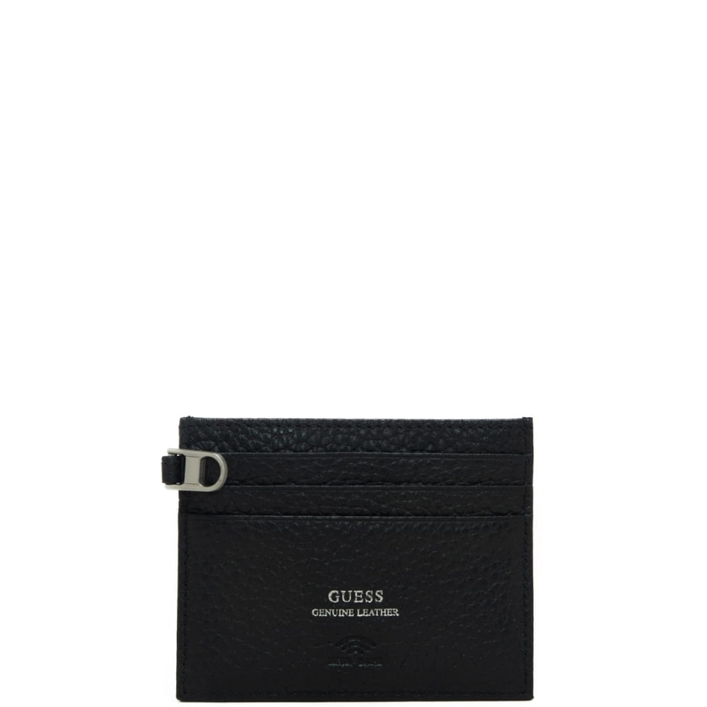 Guess Uomo Nero Portacarte Da In Pelle Martellata