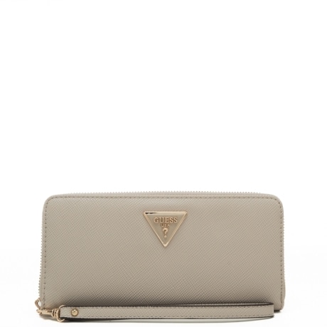 portafoglio grande da donna con triangolo loggato sul davanti beige 