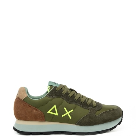 sneakers da uomo tom multicolor con inserti in suede a contrasto colore verde militare 