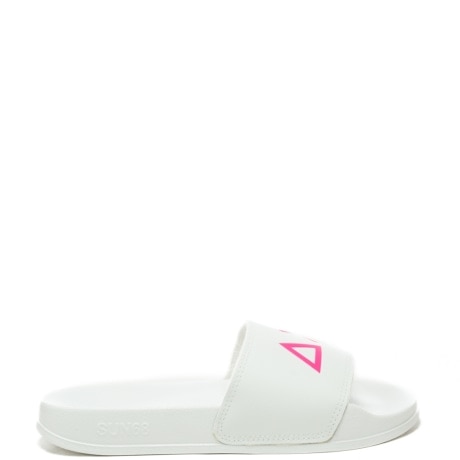 slippers da donna con logo a contrasto colore sulla fascia frontale 