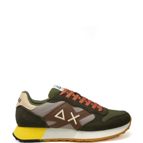 sneakers da uomo jaki 2.0 bicolor in tessuto con inserti in camoscio grigio militare