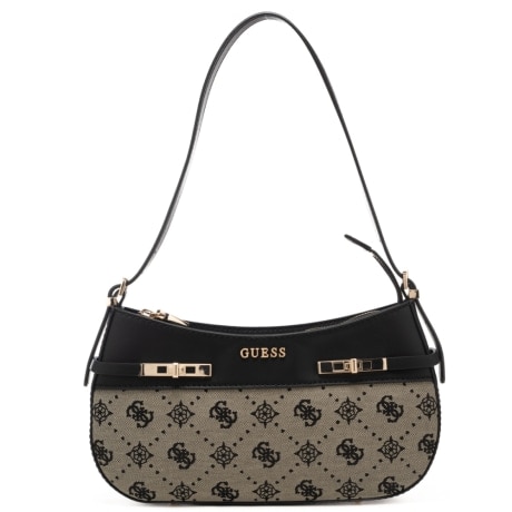 borsa a spalla da donna con inserti in tessuto con logo 4g all over a contrasto nera 