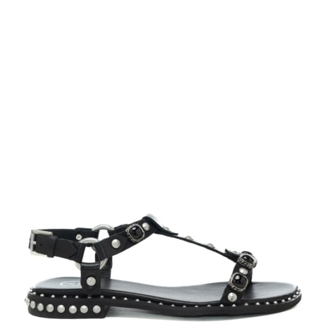 sandali bassi da donna con pietre e borchie all over neri 
