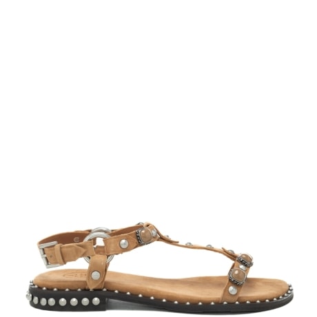 sandali bassi da donna con pietre e borchie all over moka mou