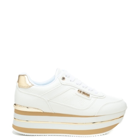 sneakers da donna con inserti laminati bianco platino