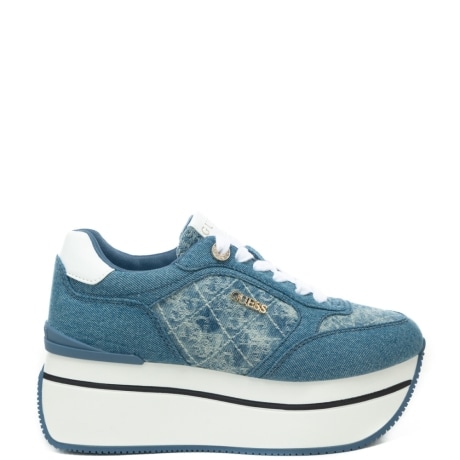 sneakers da donna con tomaia in denim e inserti logo 4G all over ricamato blu denim