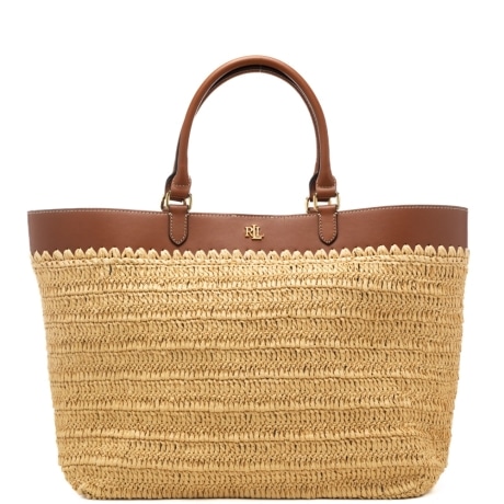 borsa tote da donna kyla in rafia intrecciata natural cuoio