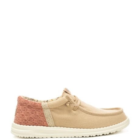 mocassini da uomo con tomaia in tessuto e inserti a contrasto beige