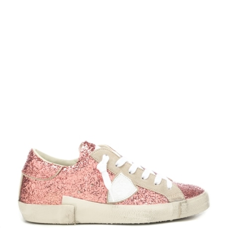 sneakers da donna prsx low con tomaia glitterata rosa 
