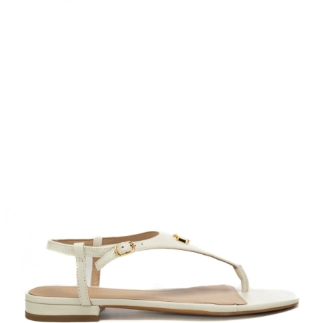 sandali bassi da donna everley con logo monogram in metallo sul davanti  bianco 