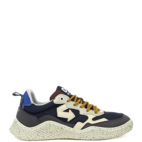 sneakers da uomo in tessuto tecnico con lacci elastici blu mezzanotte