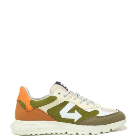  sneakers da uomo in tessuto tecnico con lacci elastici  verde