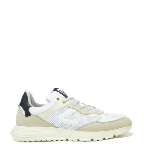  sneakers da uomo in tessuto tecnico con lacci elastici bianche 