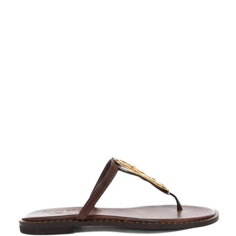 scarpe basse da donna infradito con dettaglio in metallo frontale cioccolato