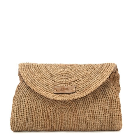 borsa a tracolla da donna in rafia intrecciata cognac