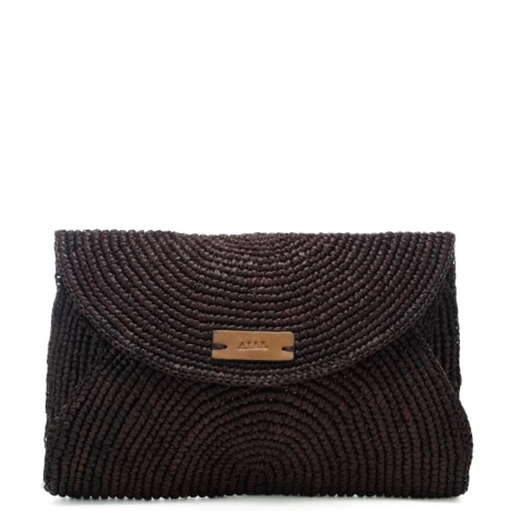 borsa a tracolla da donna in rafia intrecciata marrone