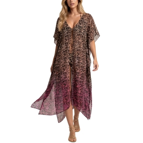 KAFTANO LUNGO da donna con stampa animalier multi