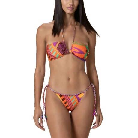 BIKINI da donna FASCIA CON SLIP REGOLABILE e stampa a fantasia etnica multicolor