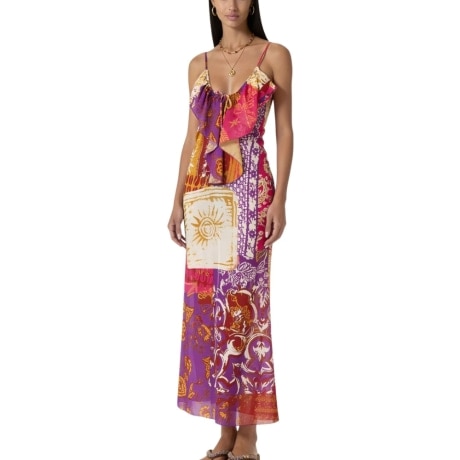 VESTITO LUNGO da donna con stampa a fantasia multi