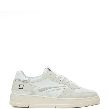 sneakers da uomo torneo in vera pelle con inserti in suede bianco