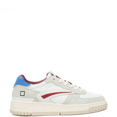 sneakers da uomo torneo in vera pelle con inserti in suede bianco bluette
