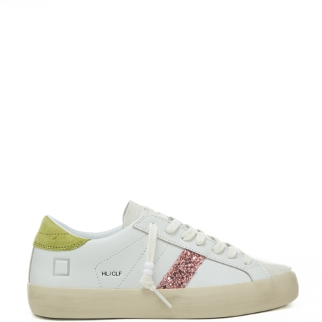 sneakers da donna hill low in vera pelle con inserti con glitter bianco kiwi