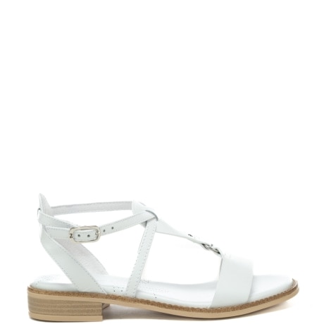 sandali bassi da donna con inserto frontale bianco 