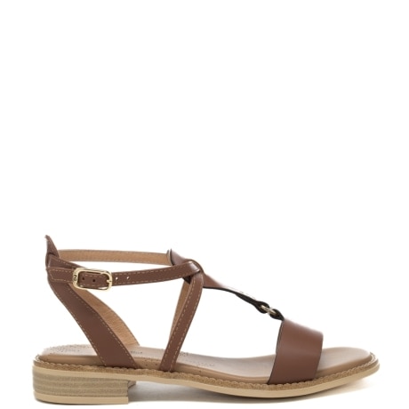 sandali bassi da donna con inserto frontale marrone