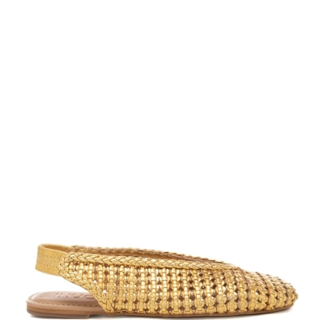 slingback bassi da donna in tessuto intrecciato con scollo a v oro 