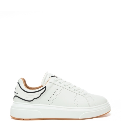 sneakers da uomo con inserto a contrasto colore sul retro bianche