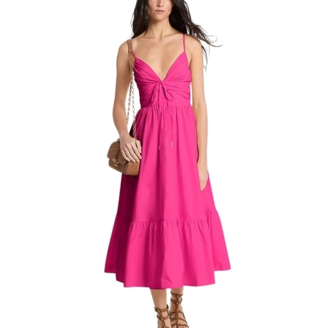 abito da donna MIDI con allacciatura frontale fucsia raspberry