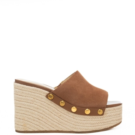 scarpe da donna MAYES WEDGE in suedemarrone con zeppa in corda intrecciata 