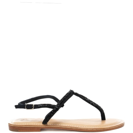 sandali infradito da donna con inserti perline nero 
