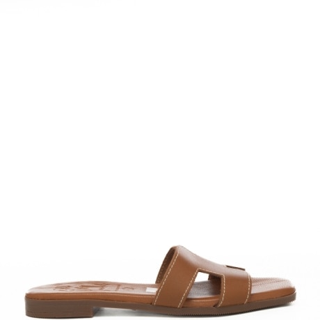 scarpe basse da donna con cuciture a contrasto cuoio 