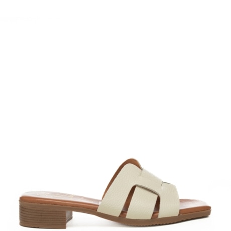 scarpe da donna in pelle martellata con tacco a blocco bianco