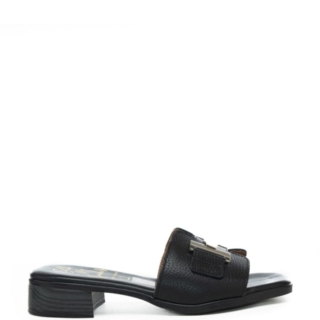  scarpe da donna in pelle martellata con tacco a blocco nero